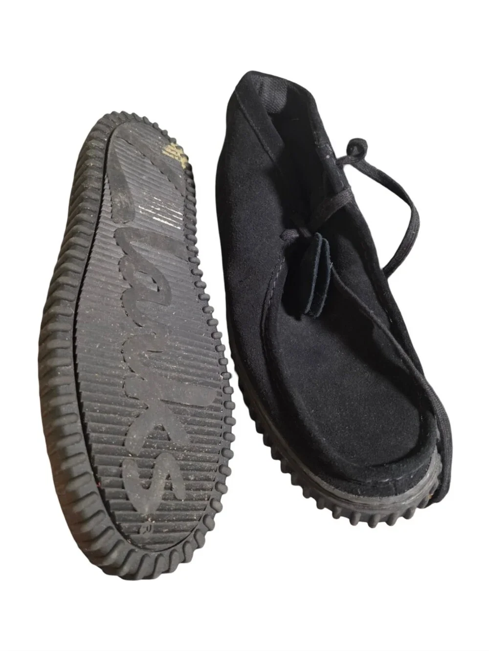 Clarks Torhill Suede Lug Sole Moccasin Shoes Men Black Casual Retro Size 13